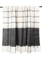 FAUX MOHAIR CHECK BLACK/IVORY  130 X 170