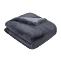 LONG HAIR FAUX  FUR THROW SLATE  130 X 170