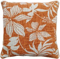 FLORAL PRINT ON LOOSE WEAVE ORANGE 45 X 45