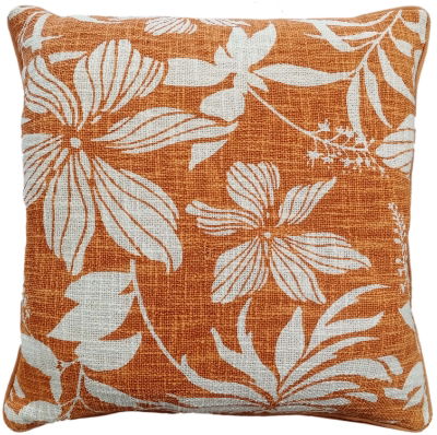 FLORAL PRINT ON LOOSE WEAVE ORANGE 45 X 45