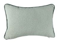 DOUBLE SIDED BOUCLE CUSHION WITH CONTRAST SEAFOAM  PIPING 30 X 45