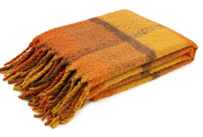 FAUX MOHAIR THROW RUSTIC PLAID 130 X 180